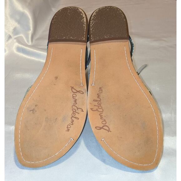 SAM EDELMAN Gwenna Green Python Print Gladiator Sandals Ankle Straps Size 9 M - Picture 6 of 6